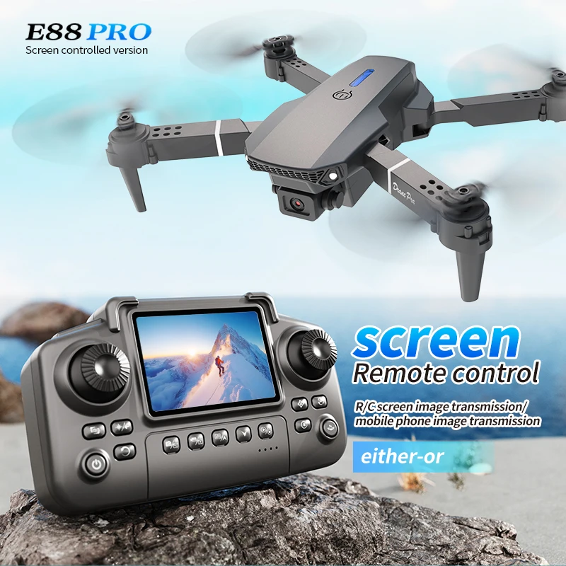 Drone E88 Rc Quadcopter - Drone Profesional E88 PRO dengan Layar