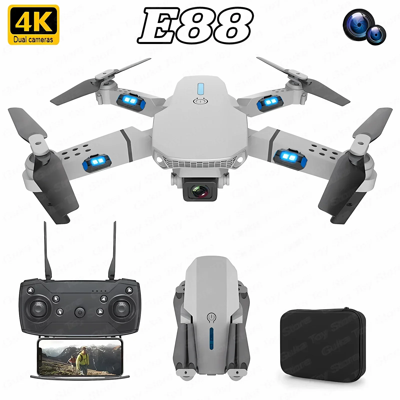Drone E88 Rc Quadcopter - E88 Pro Drone FPV kamera sudut